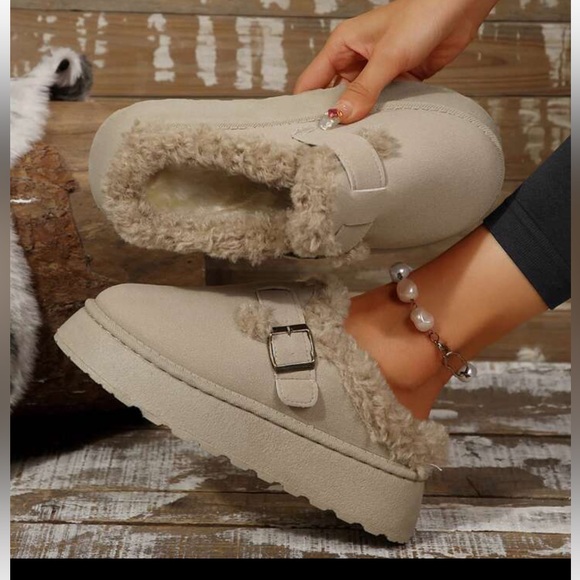 Shoes - Cozy Beige Women's Shoes with Buckle